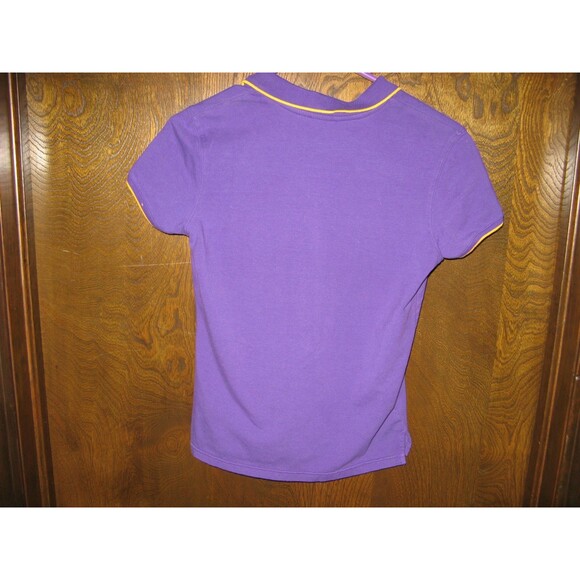 Vintage Womens Team Nike White Tag LSU Tigers Purple & Yellow Polo Shirt Size S - Picture 3 of 3